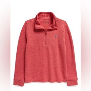 Boys’ Vineyard Vines Saltwater Stripe Sailors Red 1/4 Zip Up, Size M (12 - 14)